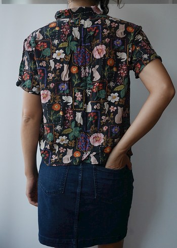 MAVİ, Çiçek Desenli Kısa Kollu Kadın Gömlek - Görsel 6