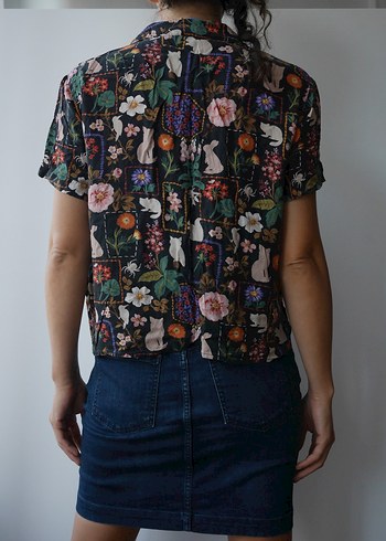 MAVİ, Çiçek Desenli Kısa Kollu Kadın Gömlek - Görsel 5