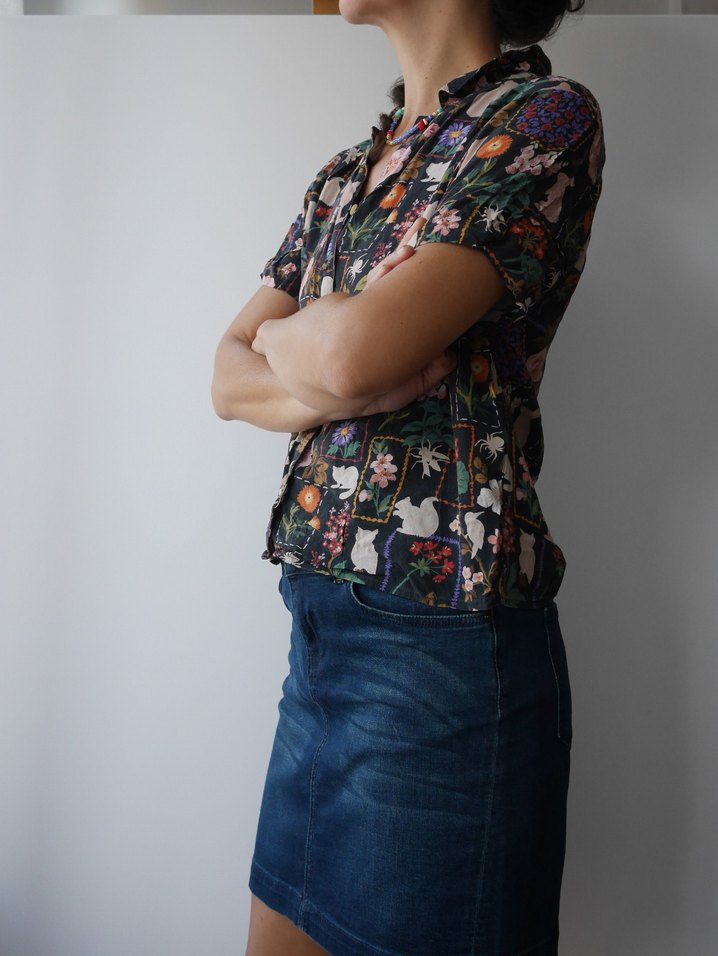 MAVİ, Çiçek Desenli Kısa Kollu Kadın Gömlek - Görsel 4