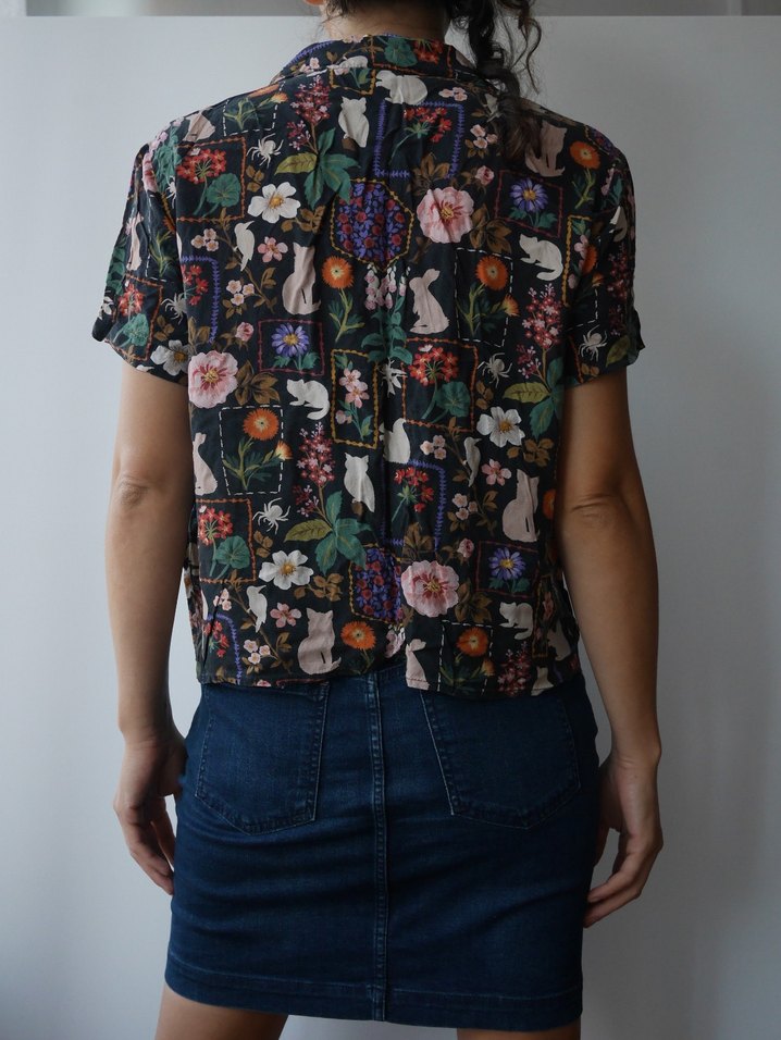 MAVİ, Çiçek Desenli Kısa Kollu Kadın Gömlek - Görsel 5