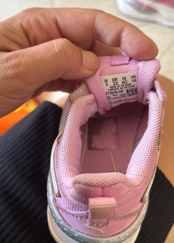 22 Beden pembe Renk Kız Çocuk Pembe Cırtlı Spor Ayakkabı