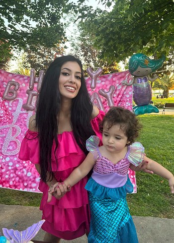 Pembe Straplez Dantel Detaylı Tie-Dye Elbise