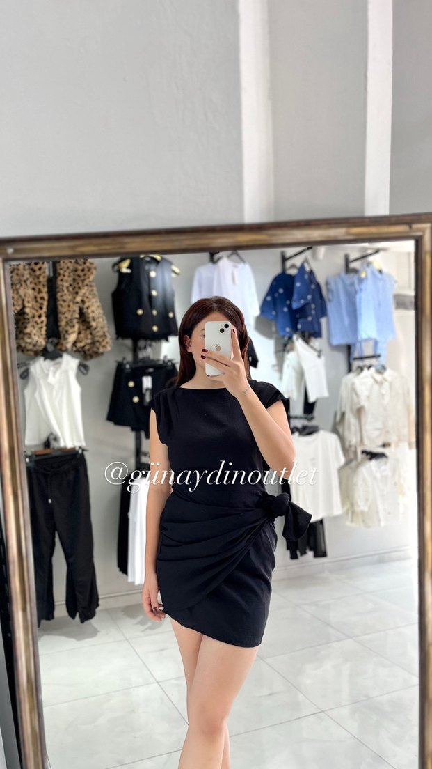 Siyah Straplez Mini Kalem Elbise - Görsel 2