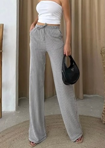 Siyah beyaz su yolu pantolon - Görsel 2