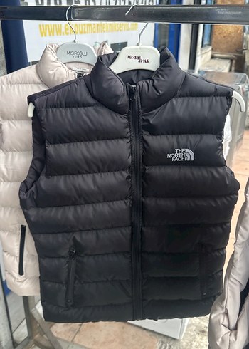 North Face Gri Fermuarlı Erkek Kolsuz Şişme Yelek