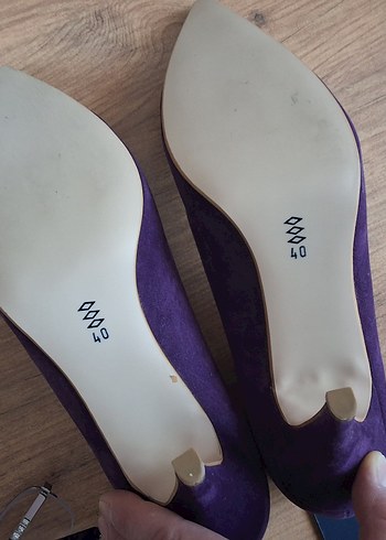 40 Beden Mor Süet Dolgu Topuklu Kadın Stiletto
