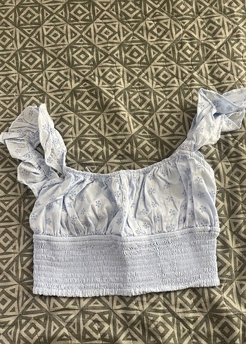 Nakışlı Fırfırlı Straplez Bluz