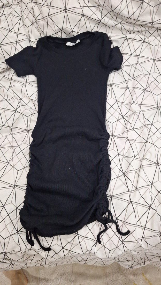 Siyah Drapeli mini elbise - Görsel 3