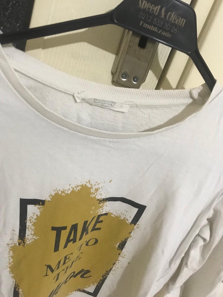 Beyaz Baskılı Uzun Kollu Kız Tişörtü - Görsel 3