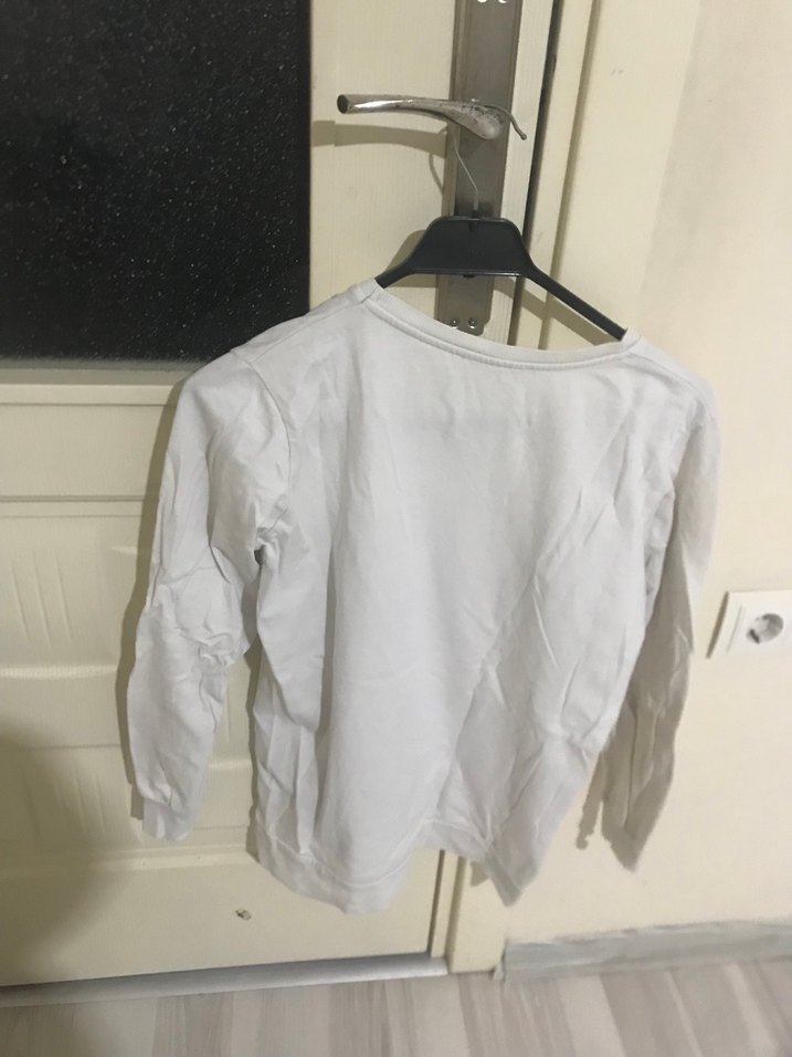 Beyaz Baskılı Uzun Kollu Kız Tişörtü - Görsel 2