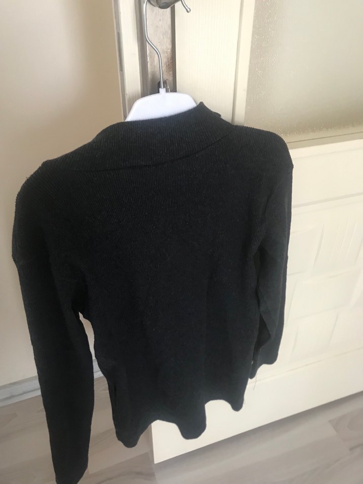 Fermuarlı Siyah Yarım Balıkçı Yaka Kadın Kazak - Görsel 2