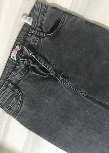 Gri Kadın Denim Pantolon Midi Boy - Görsel 3