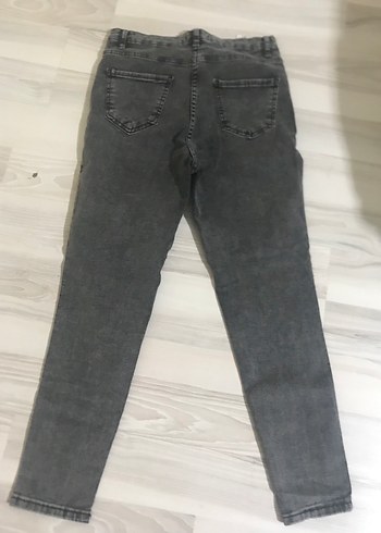Gri Kadın Denim Pantolon Midi Boy - Görsel 2