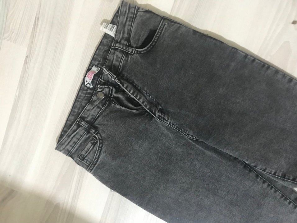 Gri Kadın Denim Pantolon Midi Boy - Görsel 3