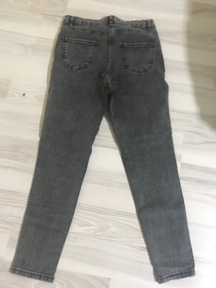 Gri Kadın Denim Pantolon Midi Boy - Görsel 2