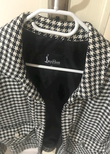 Düğmeli Gri Kareli Midi Kadın Ceket - Görsel 2