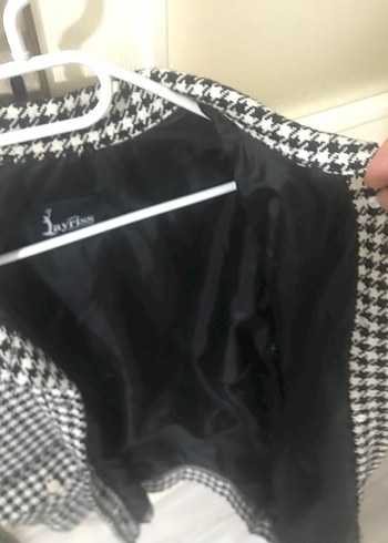 Düğmeli Gri Kareli Midi Kadın Ceket - Görsel 5