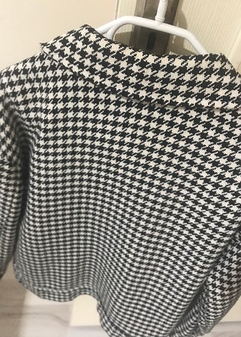 Düğmeli Gri Kareli Midi Kadın Ceket - Görsel 4