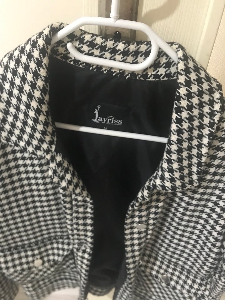 Düğmeli Gri Kareli Midi Kadın Ceket - Görsel 2