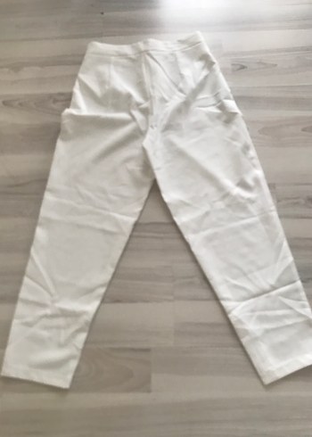 Kadın Beyaz Keten Kumaş Pantolon - Görsel 2