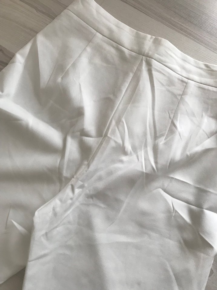 Kadın Beyaz Keten Kumaş Pantolon - Görsel 4