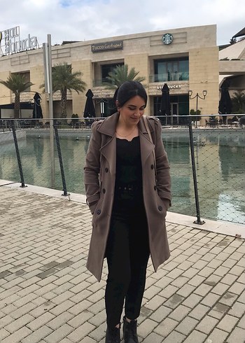 Kahverengi Çift Düğmeli Kaban - Görsel 6