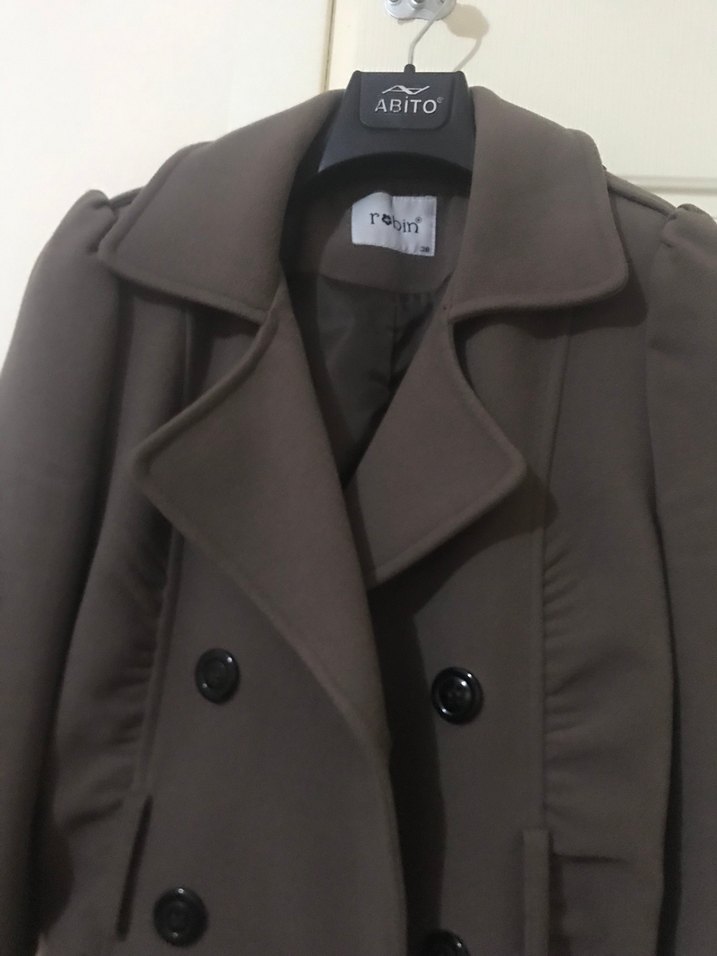 Kahverengi Çift Düğmeli Kaban - Görsel 3