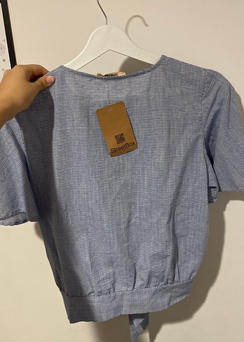 Diğer Düğmeli V Yaka Kısa Kollu Denim Gömlek