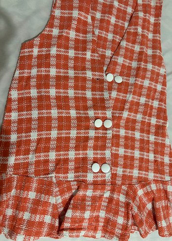 Düğmeli turuncu beyaz mini - Görsel 3