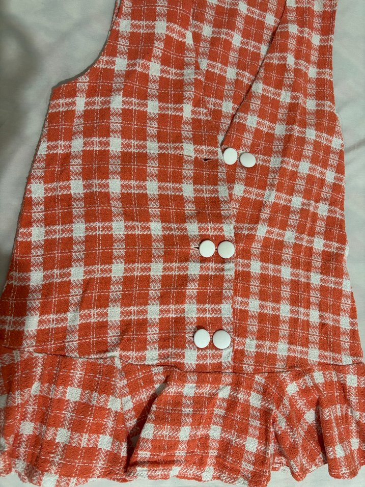 Düğmeli turuncu beyaz mini - Görsel 3