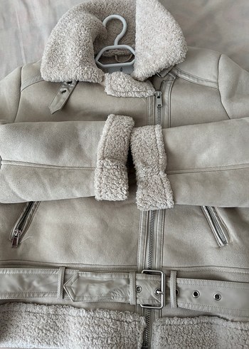 Bej Süet Kürklü Kadın Ceket - Görsel 4