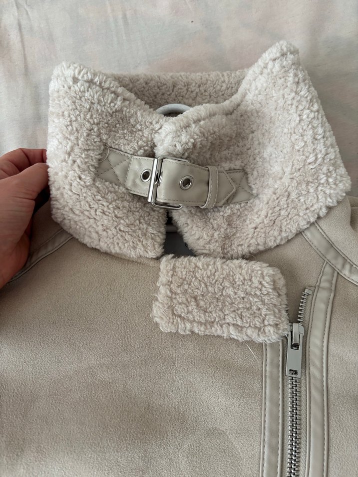 Bej Süet Kürklü Kadın Ceket - Görsel 2