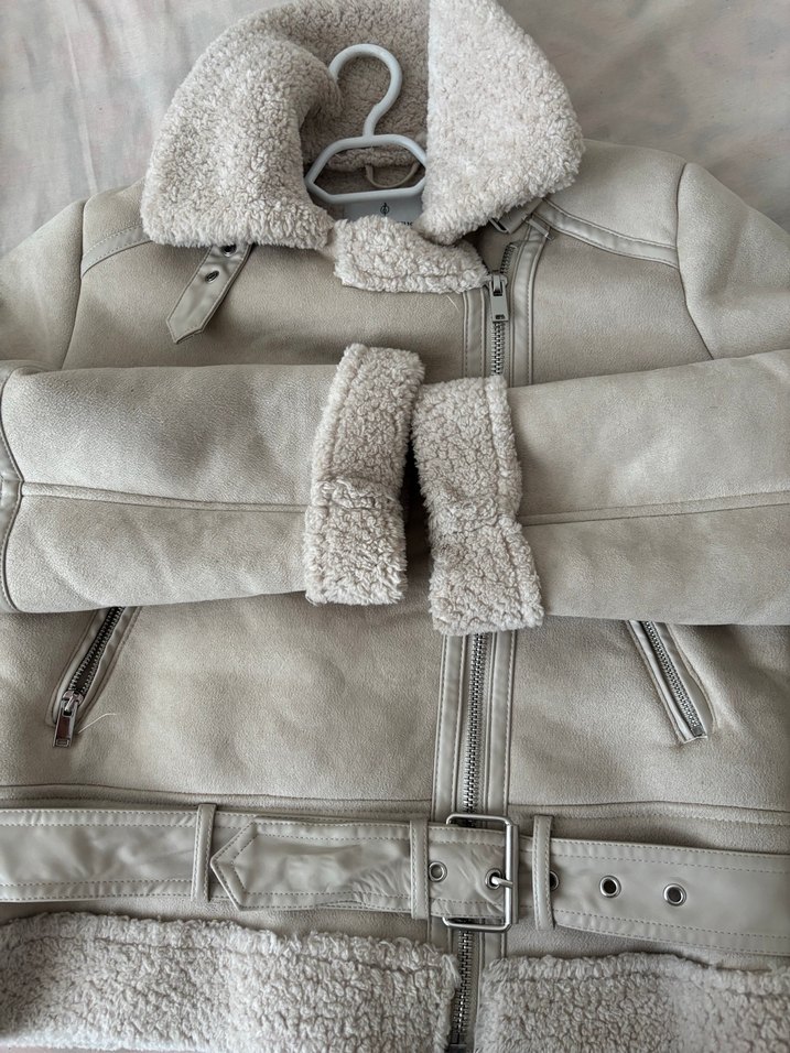 Bej Süet Kürklü Kadın Ceket - Görsel 4