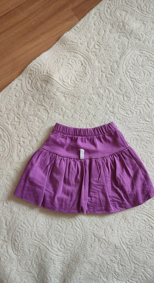 Mor Nakışlı Fırfırlı Kız Çocuk Etek - Görsel 3