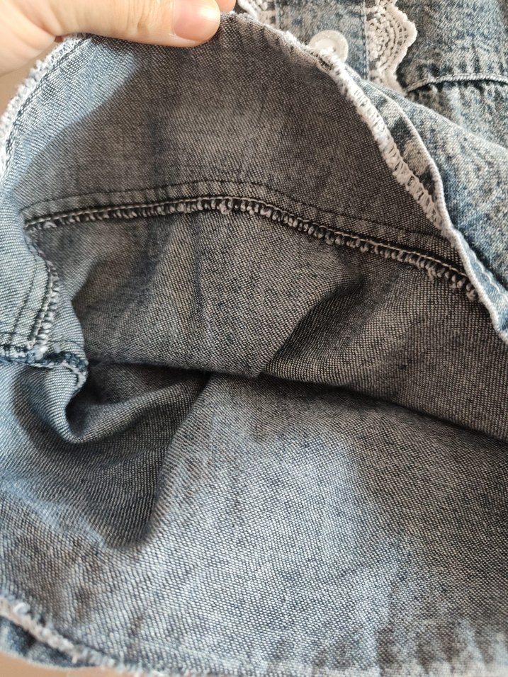 Kız Çocuk Gri Dantel Detaylı Denim Elbise - Görsel 4