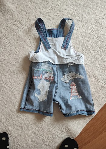 Nakışlı Mavi Kot Erkek Çocuk Salopet - Görsel 8