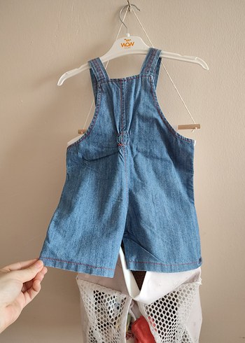 Nakışlı Mavi Kot Erkek Çocuk Salopet - Görsel 7