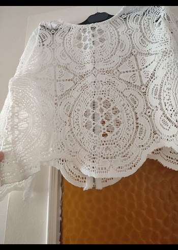Dantel Detaylı Beyaz Bohem Kadın Bluz - Görsel 6