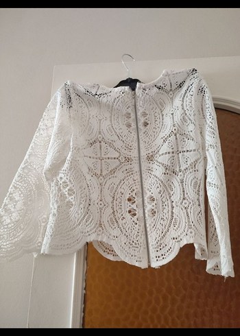 Dantel Detaylı Beyaz Bohem Kadın Bluz - Görsel 5