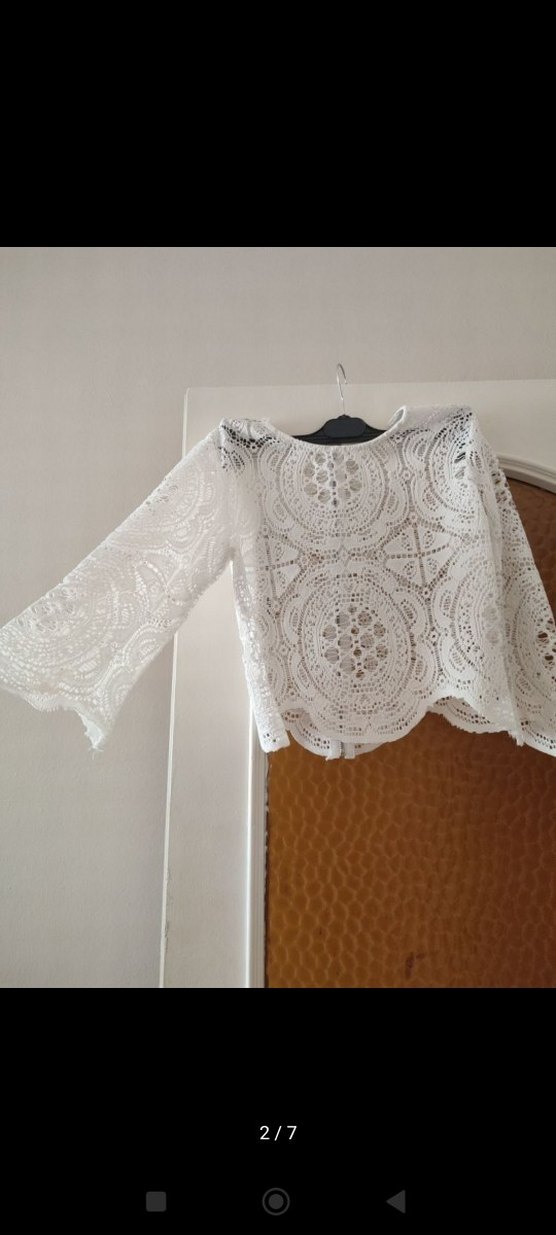 Dantel Detaylı Beyaz Bohem Kadın Bluz - Görsel 2