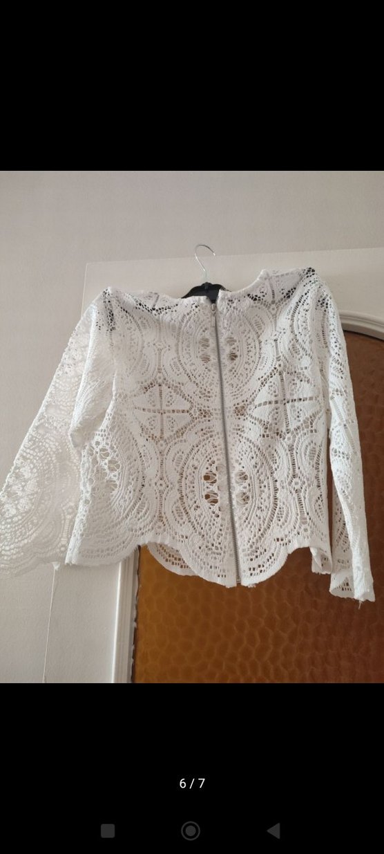 Dantel Detaylı Beyaz Bohem Kadın Bluz - Görsel 5