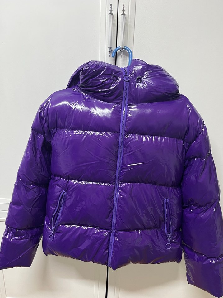 Mor Kapüşonlu Kadın Kışlık Mont - Görsel 2