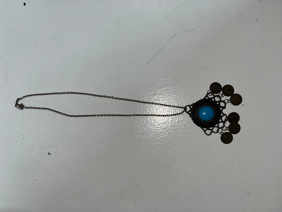 Uzun Zincir Detaylı Turkuaz Bohem Kolye ve doğal taş kolye - Görsel 3
