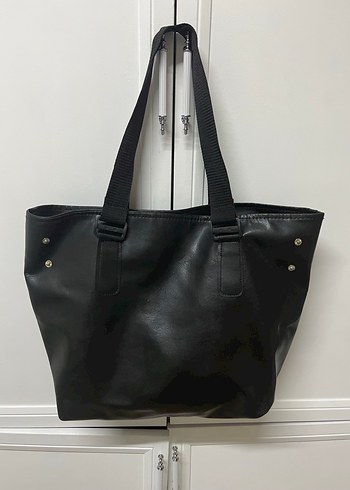 Tokalı Siyah Deri Kadın El Çantası - Görsel 3