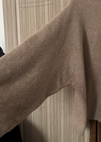 Boğazlı bej Yün Kadın Triko Kazak - Görsel 2