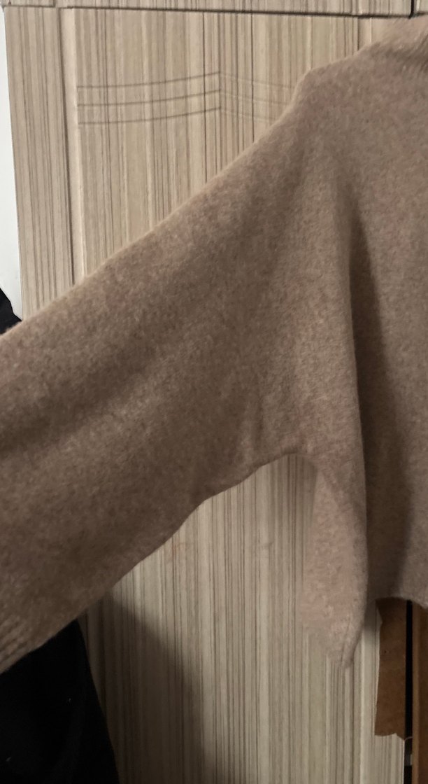 Boğazlı bej Yün Kadın Triko Kazak - Görsel 2