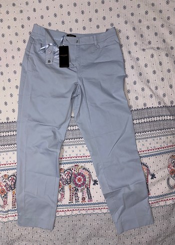 Kadın Mavi Pamuklu Kumaş Pantolon - Görsel 2