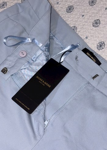 Kadın Mavi Pamuklu Kumaş Pantolon - Görsel 4