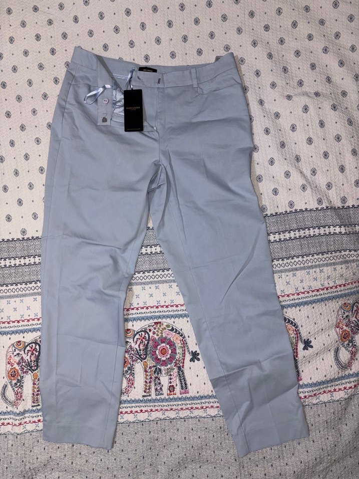 Kadın Mavi Pamuklu Kumaş Pantolon - Görsel 2