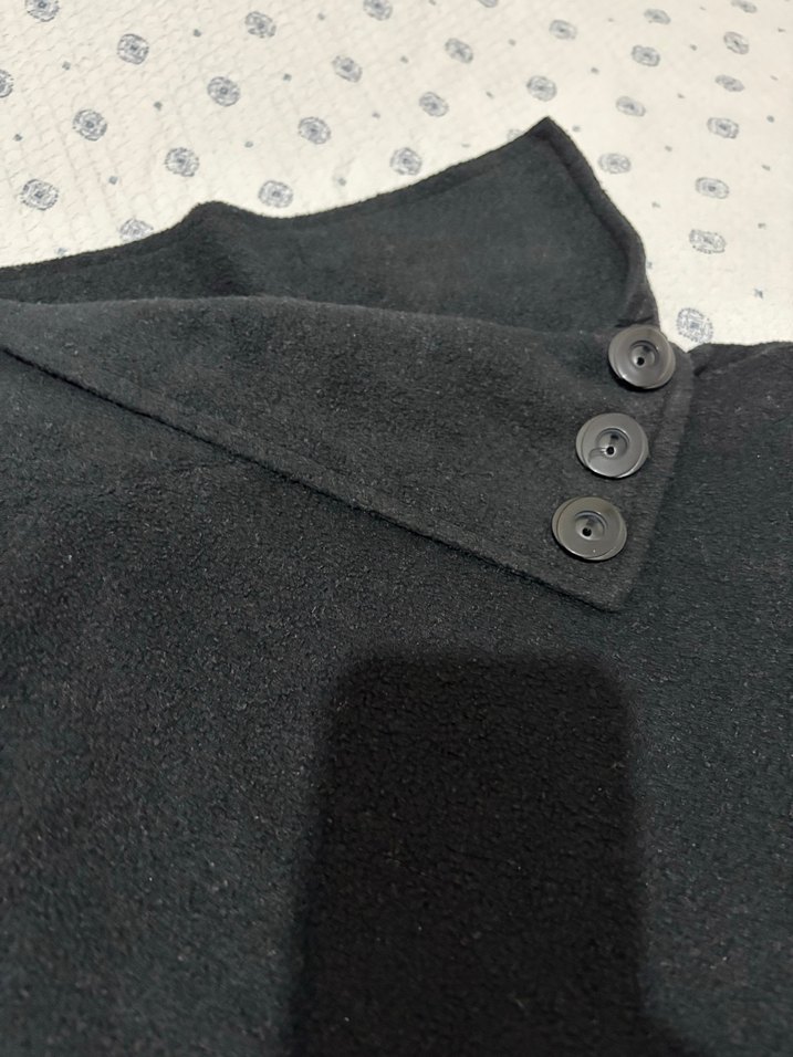 Siyah Bohem Kadın Panço, Yüksek Yaka, Püsküllü - Görsel 5